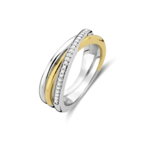 ANEL EM PRATA 925" BICOLOR COM ZIRCÓNIAS