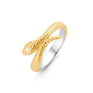 ANEL TI SENTO EM PRATA 925% DOURADA SERPEMTE COM ZIRCÓNIAS (4.18 GR)