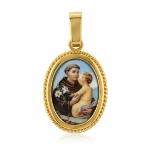 MEDALHA EM PRATA 925 DOURADA SANTO ANTÓNIO