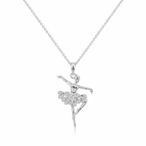 COLAR EM PRATA 925 BAILARINA COM ZIRCONIAS BRANCAS