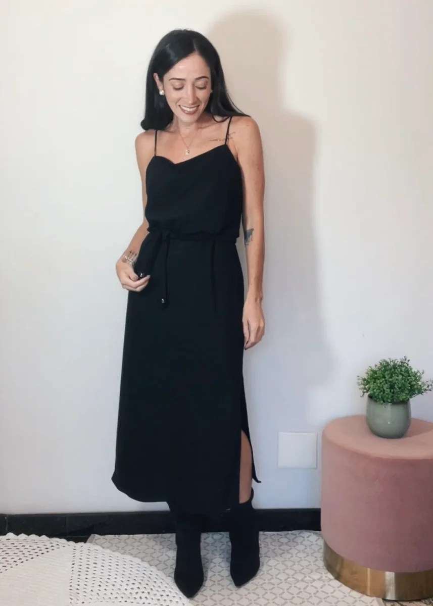 Vestido Midi Degagê Kate Preto - Image 3
