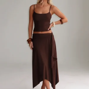 Conjunto Midi com Top e Saia Assimétrica - Moda Básica l CAROL ESPAÇO FASHION