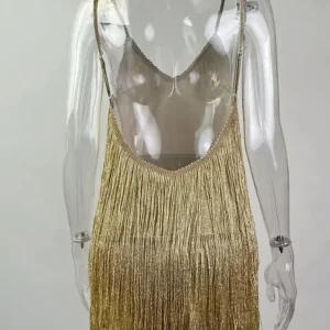 Vestido Curto Backless Franja - Moda Festa l CAROL ESPAÇO FASHION