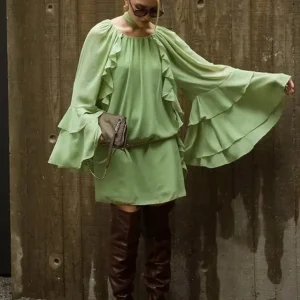 Vestido Curto Manga Longa Boho - Outono Inverno l CAROL ESPAÇO FASHION