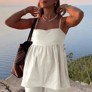 Conjunto Verão Top com Alças Finas e Calça Reta  - Resort l CAROL ESPAÇO FASHION