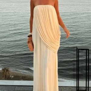 Vestido Longo Tomara que Caia "Ivory Drape" - Moda Festa l CAROL ESPAÇO FASHION