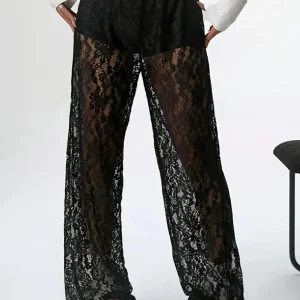 Calça Wide Leg em Renda Floral - Moda Festa l CAROL ESPAÇO FASHION