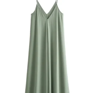 Vestido Slip Minimal Midi Solto de Alças Finas - Moda Praia l CAROL ESPAÇO FASHION