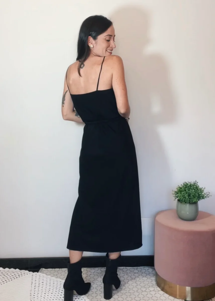 Vestido Midi Degagê Kate Preto - Image 5