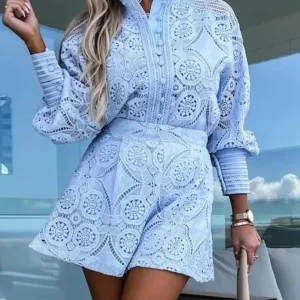 Conjunto Camisa e Short Feminino Lese - Alfaiataria l CAROL ESPAÇO FASHION