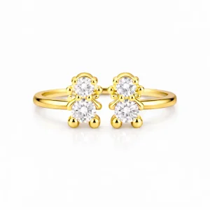 ANEL EM PRATA 925% PLAQUEADO A OURO 2 MENINAS AMORZINHO BY MOCHO