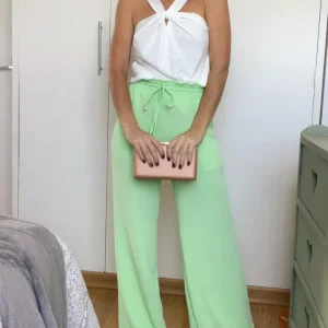 Calça Pantalona Flora Guacamole