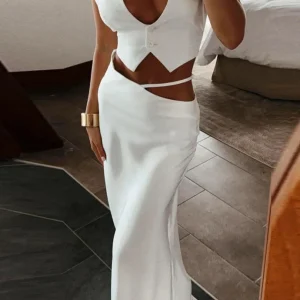 Conjunto Alfaiataria Colete e Saia Longa My Luv - Alfaiataria l CAROL ESPAÇO FASHION