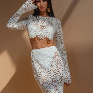 Conjunto Feminino Cropped e Saia Longa Corse - Resort l CAROL ESPAÇO FASHION