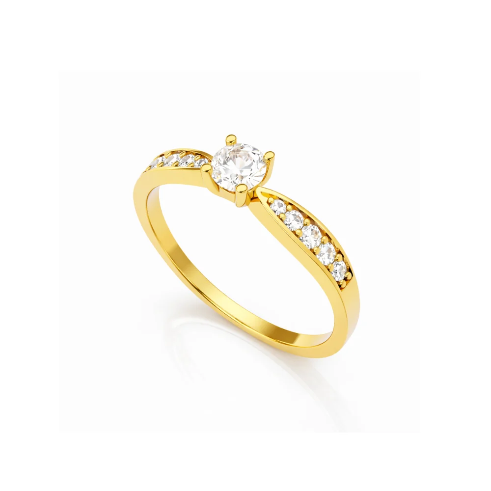 ANEL EM OURO COM DIAMANTES DE LABORATORIO