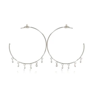 ARGOLA FOLHEADA PÉROLAS PENDURADAS