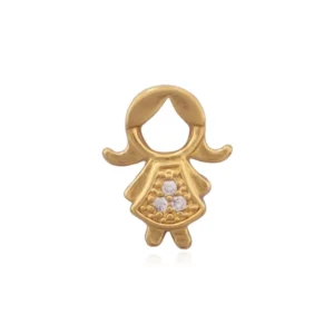PINGENTE FOLHEADO MENINA VESTIDO CRAVEJADINHO